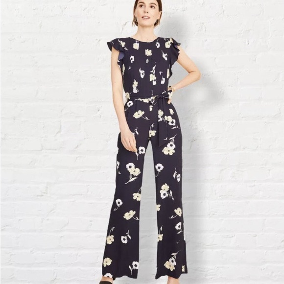 Ann Taylor Pants - Ann Taylor Navy Floral Jumpsuit